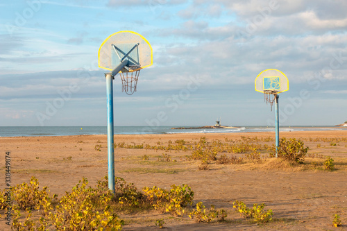 basketball court on beach photo