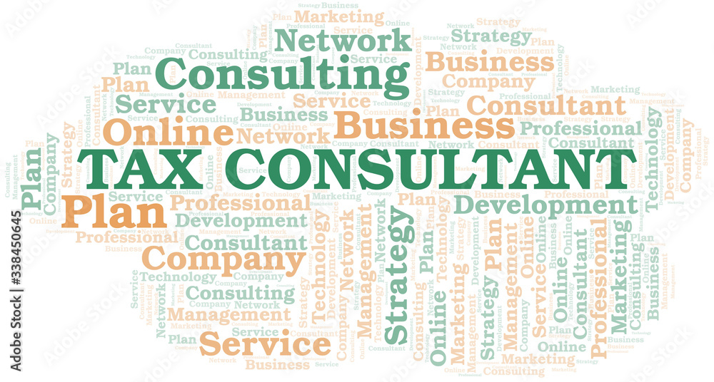 Tax Consultant typography vector word cloud.