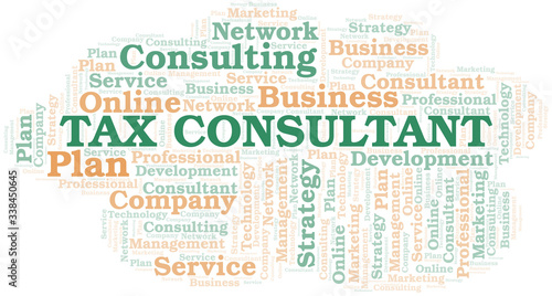 Tax Consultant typography vector word cloud.