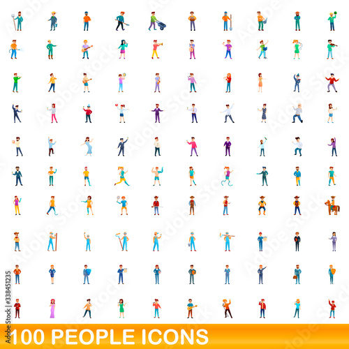 100 people icons set. Cartoon illustration of 100 people icons vector set isolated on white background