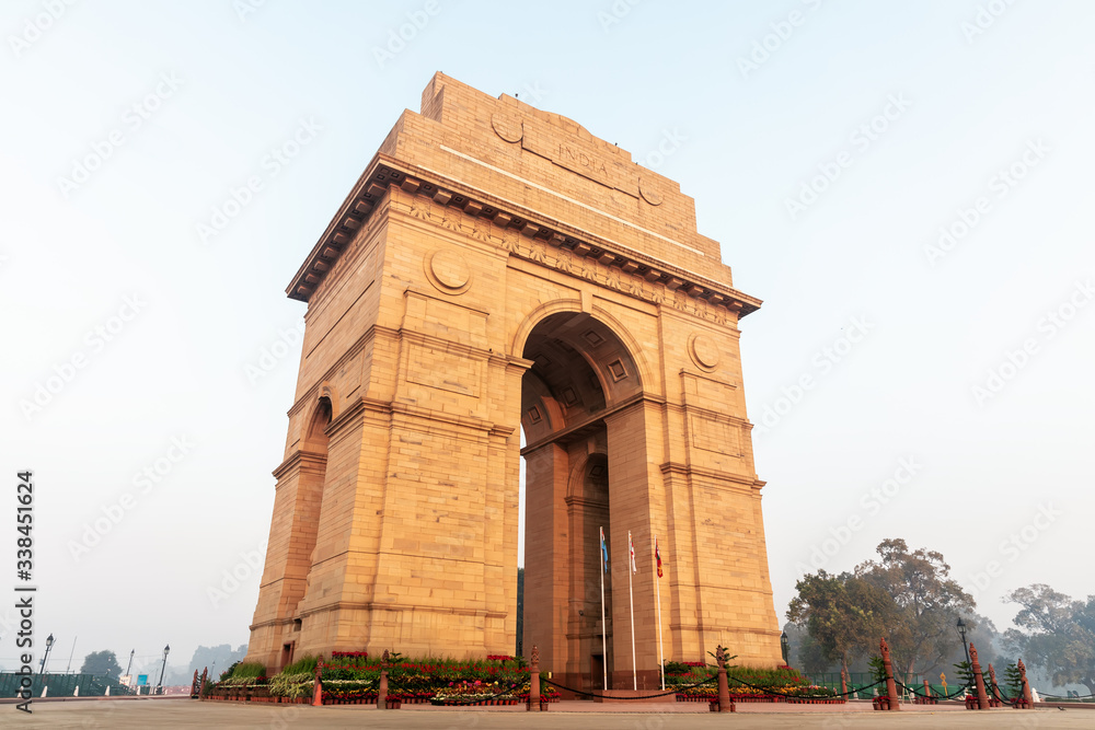 India Gate in New Delhi, morning view, no people