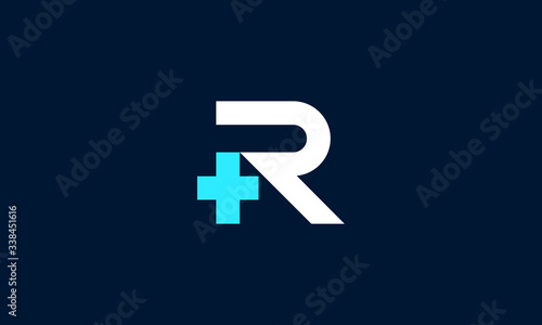 letter R logo with medical cross design
