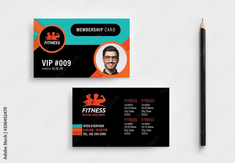 Gym Fitness Membership Card Layout Stock Template Adobe Stock