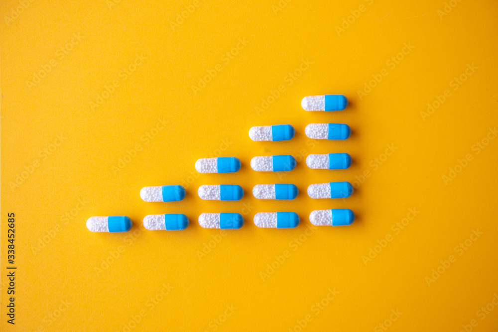 Representation of corona virus with pills Representation of corona virus with pills
