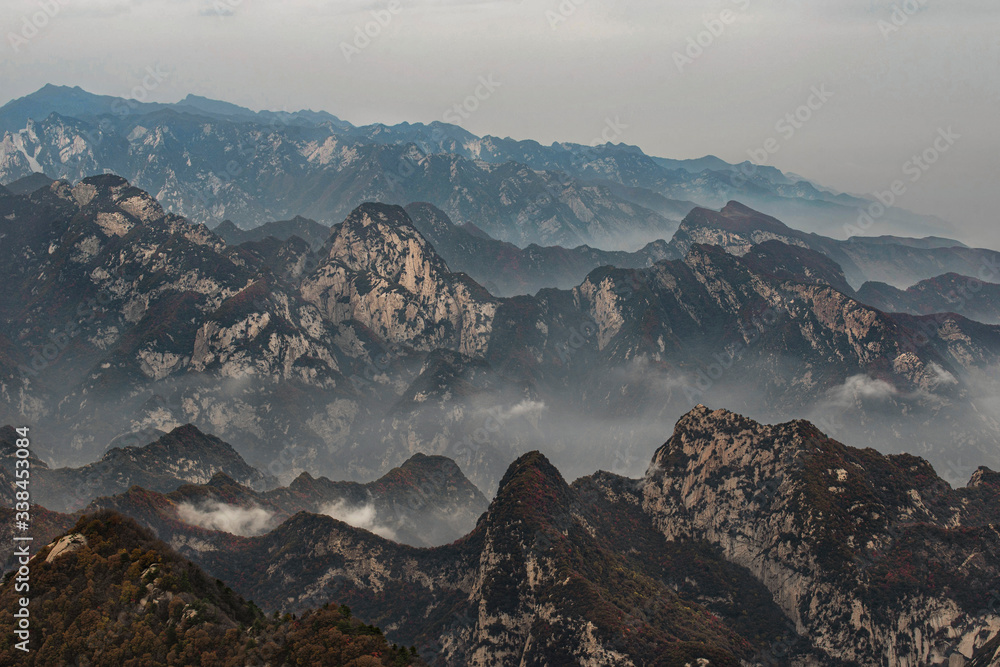 View from Huashan Mountain West Peak, Xian, Shaaxi Province, China