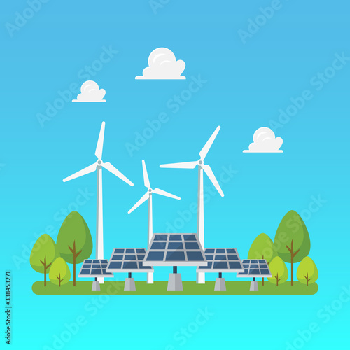 Green energy windmills and solar panels