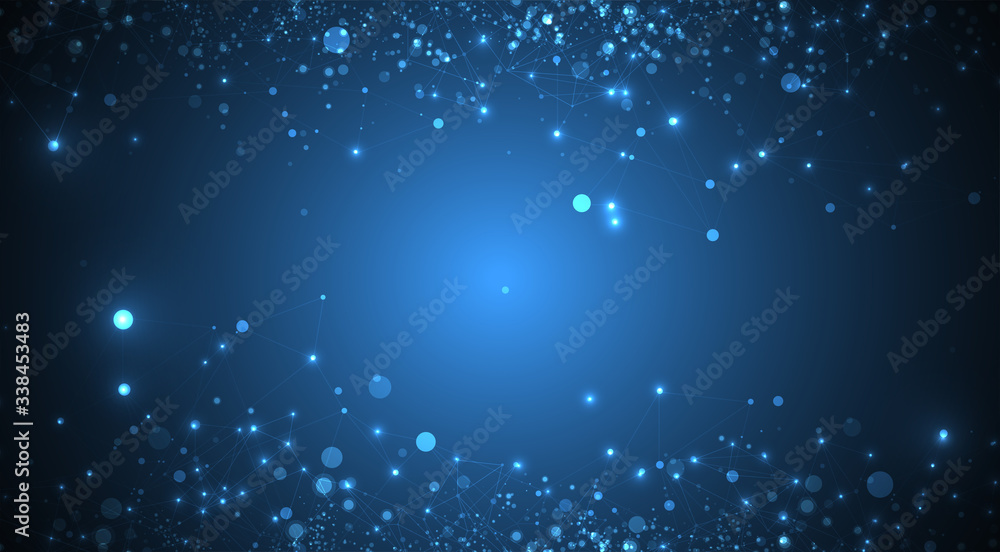 Obraz premium Abstract polygonal vector science background with connecting dots and lines.