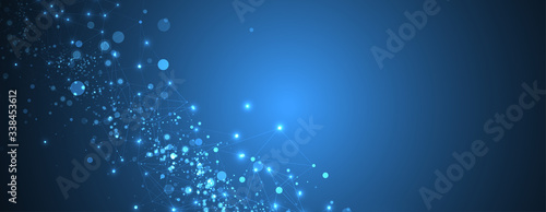 Abstract polygonal vector science background with connecting dots and lines.