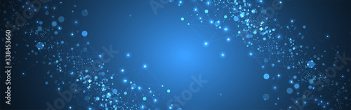 Abstract polygonal vector science background with connecting dots and lines.