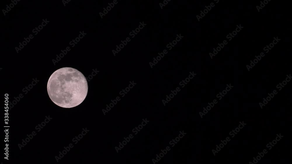 Full moon moving alone in the dark sky without stars in the spring night Full moon moving alone in the dark sky without stars in the spring night