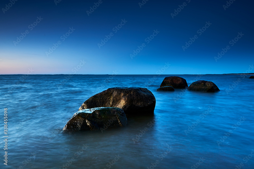 rocky baltic seascape in the evening