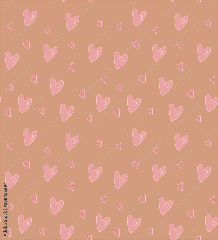 Seamless pattern. Romantic print with hearts. Cute vector pattern. Wallpaper. Print for notebooks and leaflets. Design for lovers. Cartoon ornament. Items for baby items and clothing.