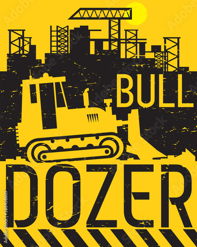 Bulldozer work on construction site or sand pit