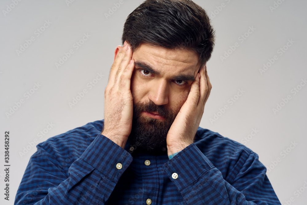 young man with headache young man with headache