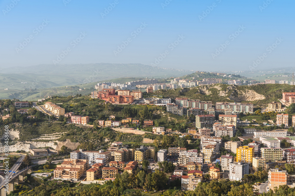 View from the cathedral of Agrigento to the new development area; Sicily; Italy