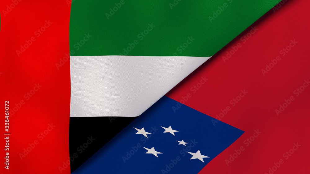 Obraz premium The flags of United Arab Emirates and Samoa. News, reportage, business background. 3d illustration