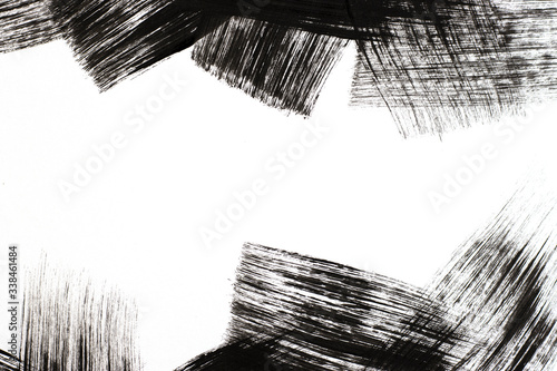 black and white art in the Eastern style. Abstract gouache painting as a fashionable background. Artist oil brush strokes