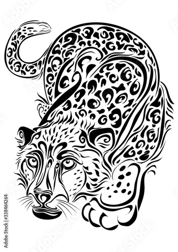 stylized leopard sneaks in black, isolated object on a white background, vector illustration,