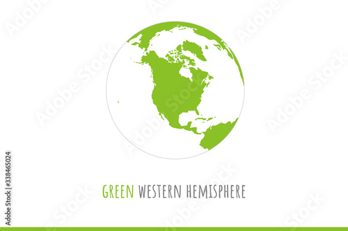 green world western hemisphere vector map detailed accurate illustration isolated