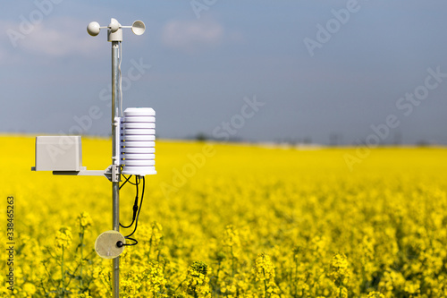 Smart agriculture and smart farm technology concept. Weatherstation photo