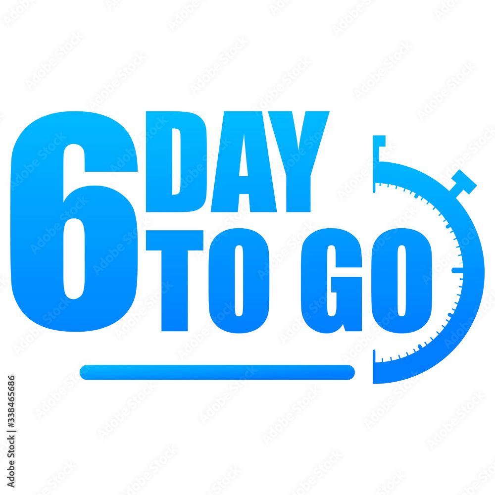 6 day to go label, red flat with alarm clock, promotion icon, Vector stock illustration: For any
kind of promotion 6 day to go label, red flat with alarm clock, promotion icon, Vector stock illustration: For any
kind of promotion
