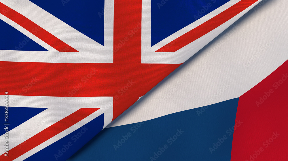The flags of United Kingdom and Czech Republic. News, reportage, business background. 3d illustration The flags of United Kingdom and Czech Republic. News, reportage, business background. 3d illustration