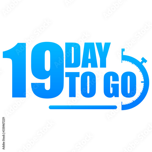 18 day to go label, red flat with alarm clock, promotion icon, Vector stock illustration: For any kind of promotion