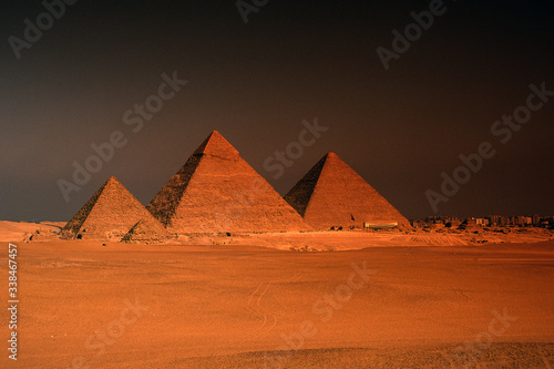 Egypt  Giza  the pyramids at sunset
