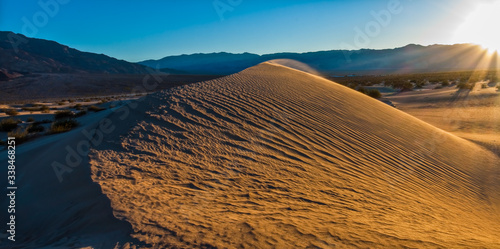 Sunset Over The  Mesquite Flat Sand Dunes With The Panamint Range  Death Valley National Park  California  USA