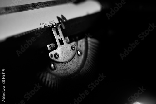 Typing "the end" on typewriter
