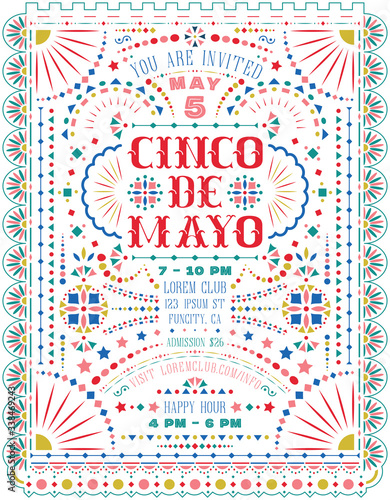 Cinco De Mayo celebration announce poster template.