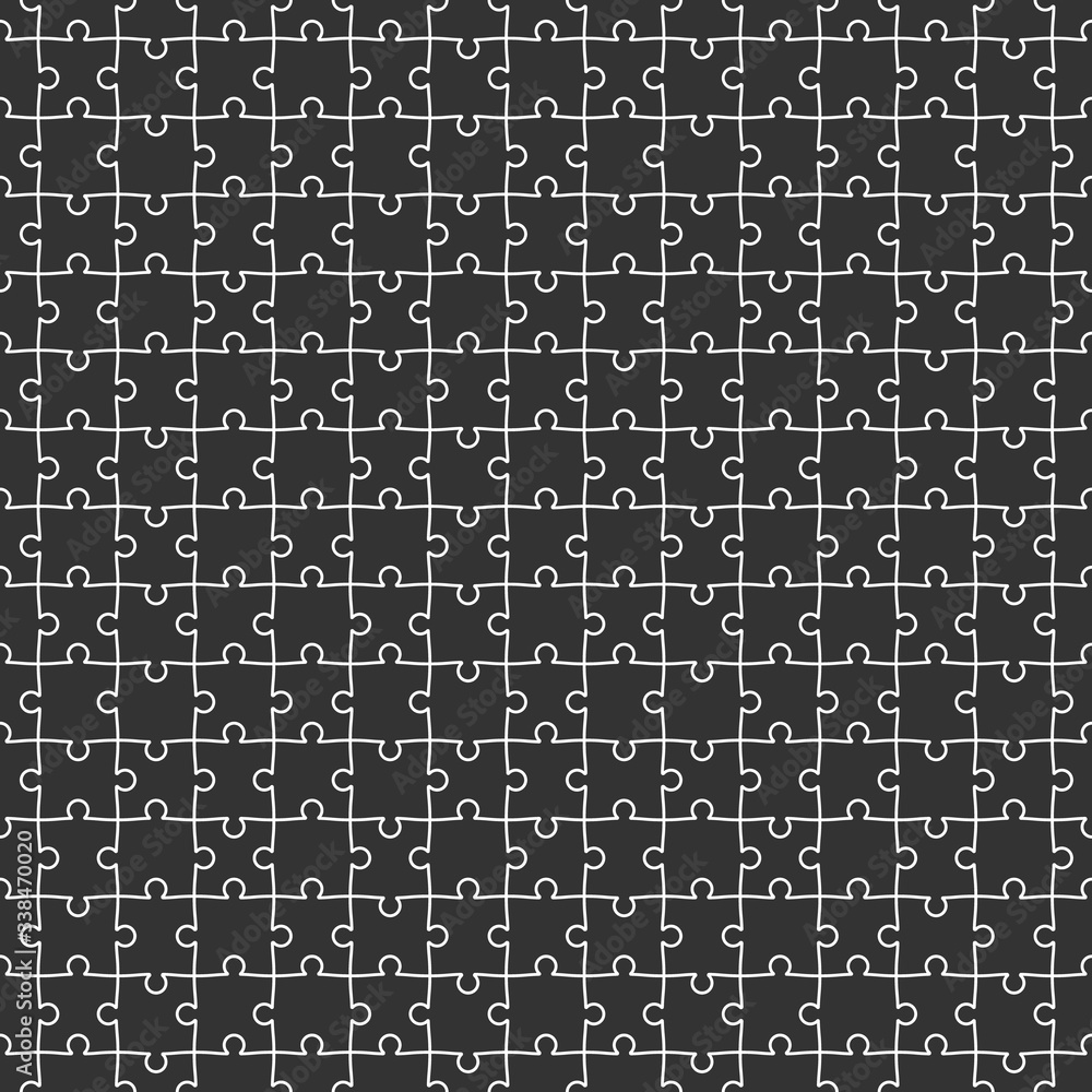 Seamless Pattern of Jigsaw Puzzle, Dark Base with White Edge Seamless Pattern of Jigsaw Puzzle, Dark Base with White Edge