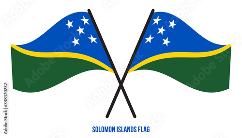 Solomon Islands Flag Waving Vector Illustration on White Background. Solomon Islands National Flag