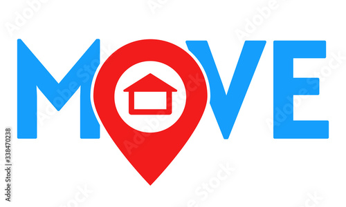 Move House Logo. Red Home Location Icon
