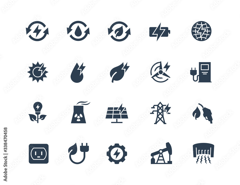Energy Related Vector Icon Set in Glyph Style