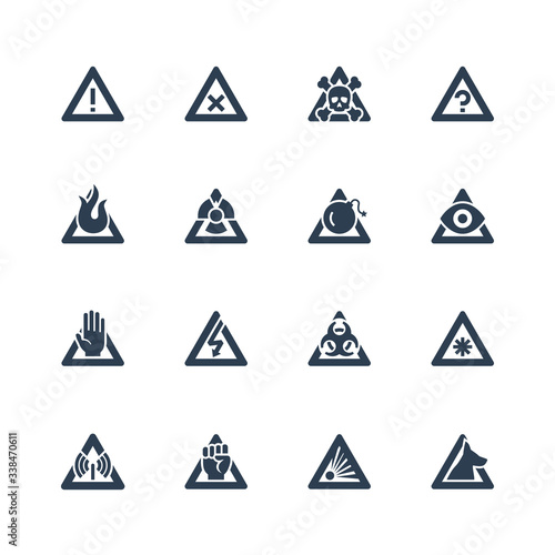 Warning Signs Vector Icon Set in Glyph Style