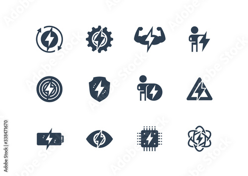 Energy and Electricity Related Vector Icon Set in Glyph Style