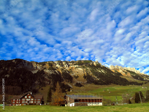 cumulus skyscape over wildhaus, gulmen, swiss alps