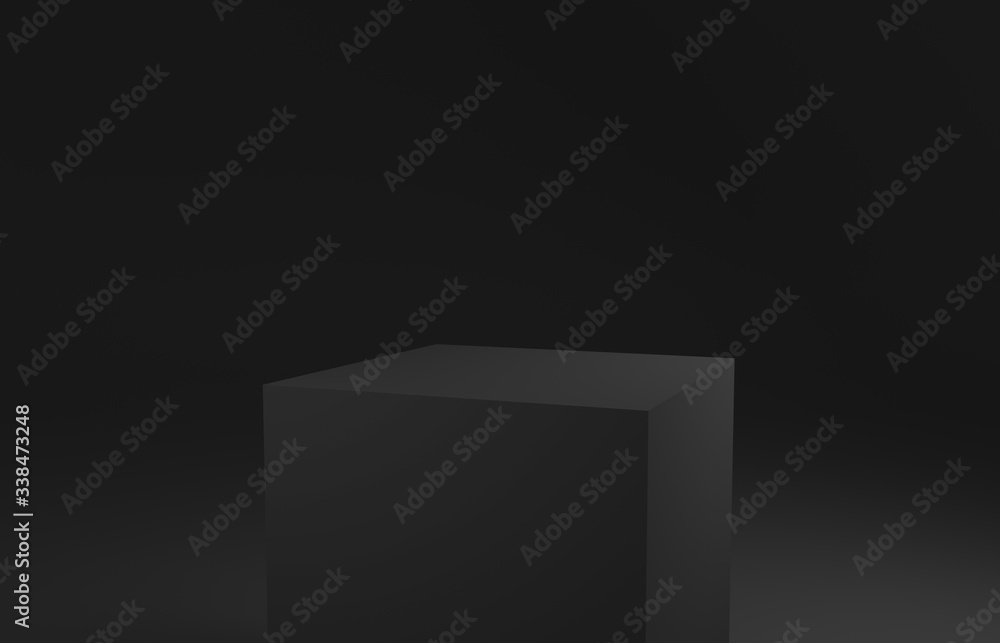 Dark grey podium on an anthracite background