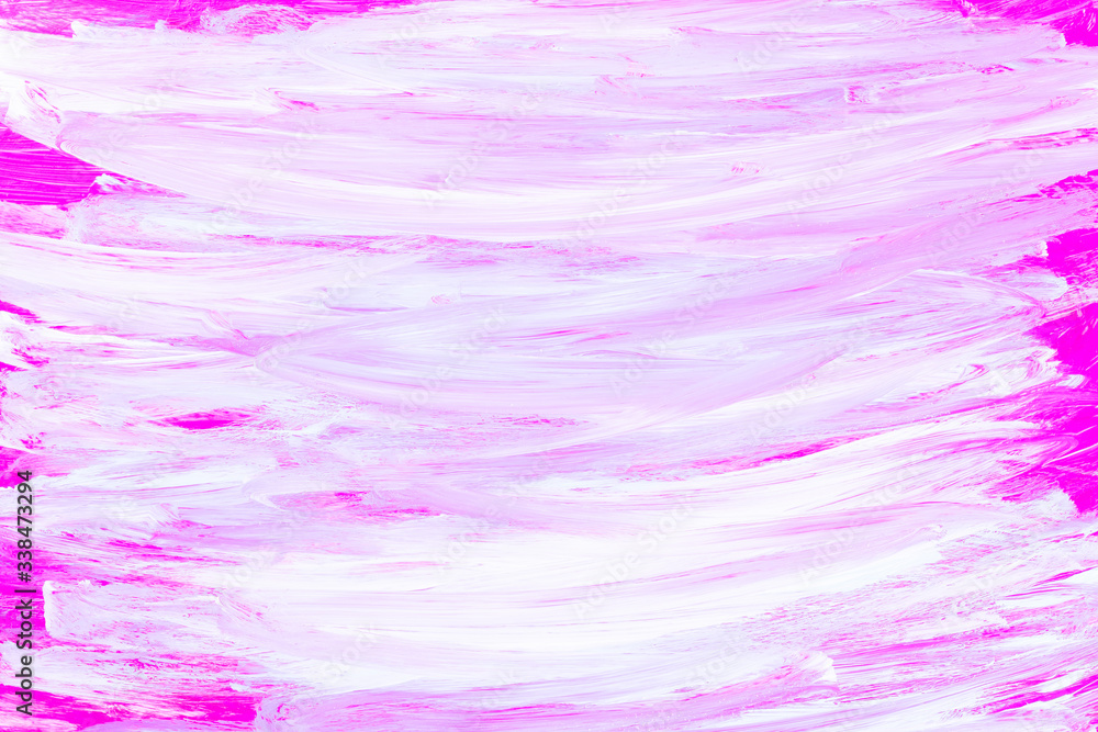 Obraz premium Handmade pink abstract painted background. Abstract art background. Pattern with liquid paints. Acrylic paint texture with pink brush strokes. Blank for wallpaper