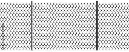 Rabitz Chain Link Fence with Poles, Seamless Pattern