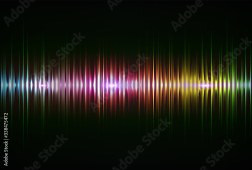 Rainbow sound wave, pulse of audio signal. Abstract spectrum equaliser