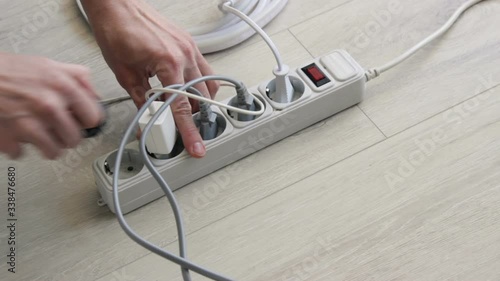 Turn off the neon strip and unplug socket from the extension cord surge protector