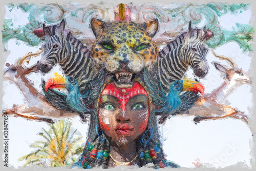 Fototapeta Naklejka Na Ścianę i Meble -  africa woman painting