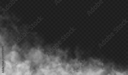 Isolated Transparent Fog, Mist or Smoke Special Effect in the Corner over Checkered Background