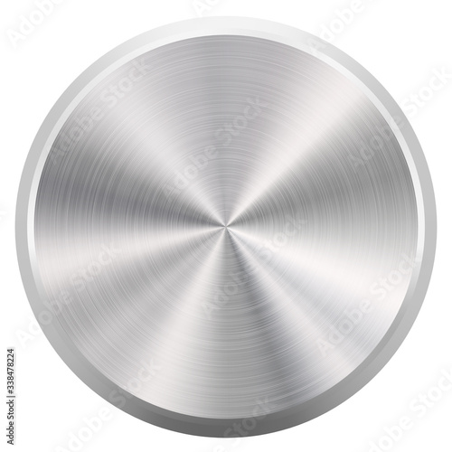 Realistic Round Brushed Metal Button or Knob
