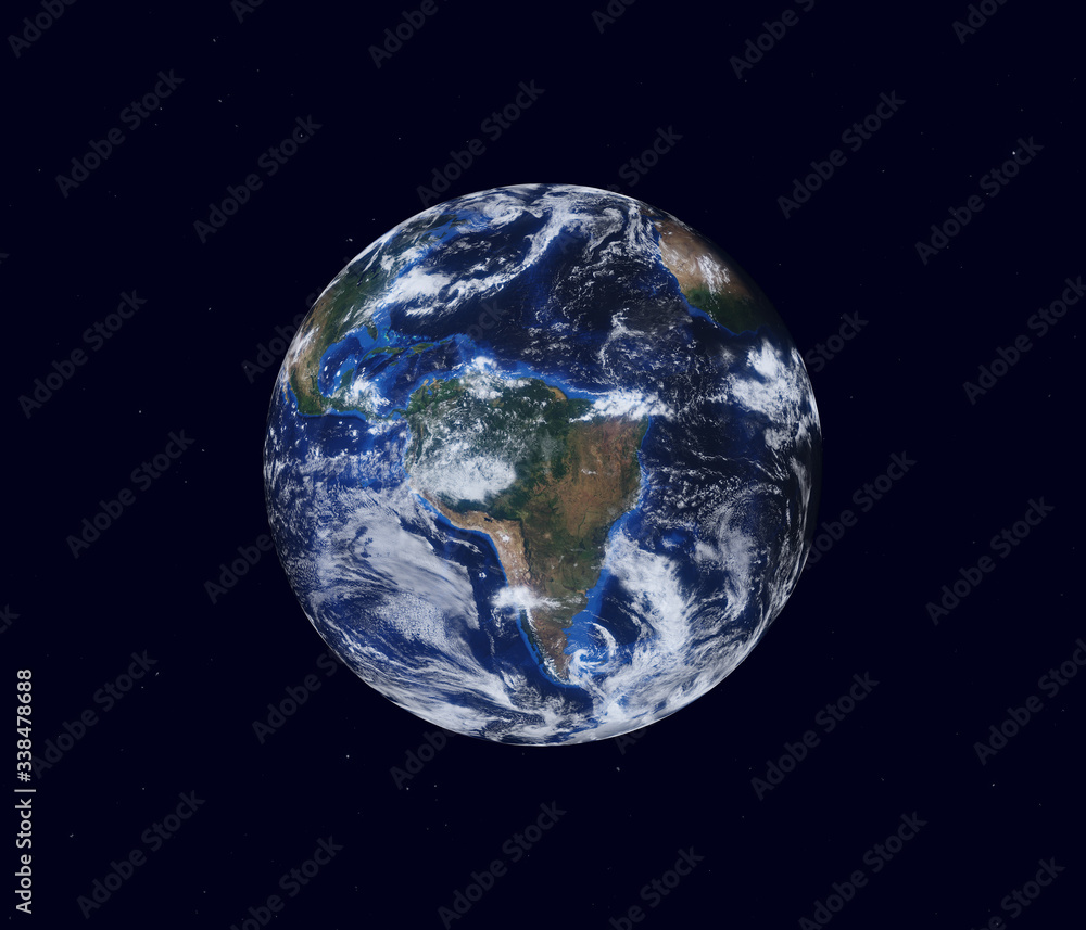 Obraz premium Earth globe, view of the continent of South America. Map furnished by NASA