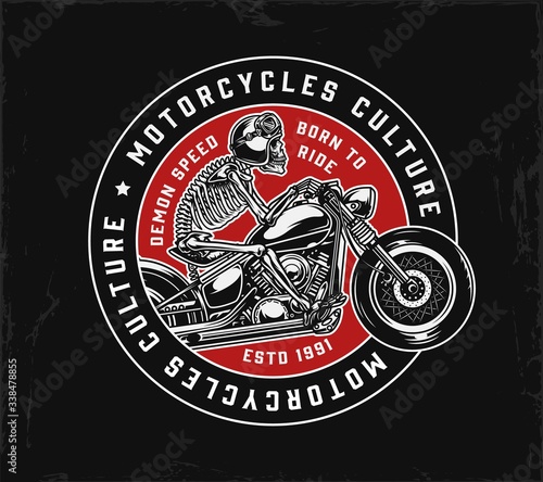 Fotografia, Obraz Vintage motorcycle round logotype