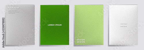Semicircle lines halftone grid covers vector set.