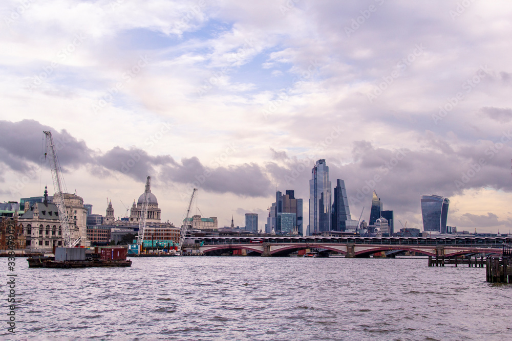 London Skyline looking from the southbank, landscape view